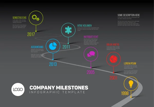 Milestones Timeline Template — Stock Vector