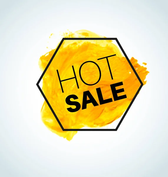 Heiße gelbe Verkauf Aquarell-Element — Stockvektor