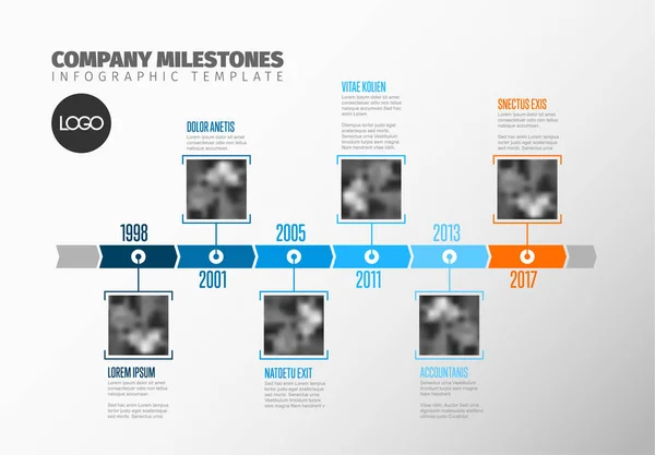 Oś czasu kamienie milowe firmy — Wektor stockowy