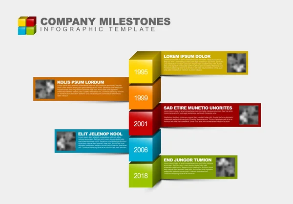 Modelo de linha do tempo de marcos da empresa infográfica —  Vetores de Stock