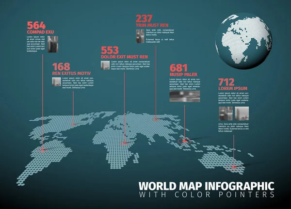 Infográfico mapa do mundo — Vetor de Stock