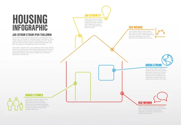 Plantilla infográfica de vivienda delgada — Archivo Imágenes Vectoriales