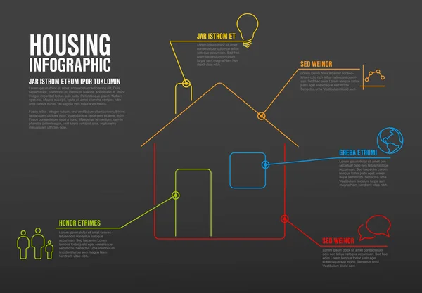 ThinLine huisvesting infographic sjabloon — Stockvector