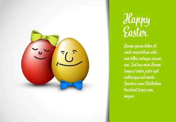 Ovos Páscoa Engraçados Com Arco Modelo Cartão Páscoa Feliz —  Vetores de Stock