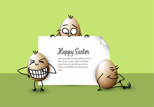 Wektor Zabawny Pisanki Szczęśliwy Zielony Szablon Karty Wielkanoc — Wektor stockowy