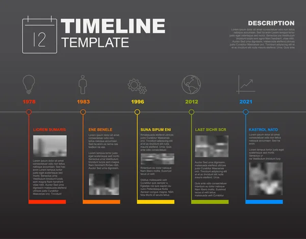 Simple Vector Infographic Timeline Report Template Biggest Milestones Icons Photos — Stock Vector