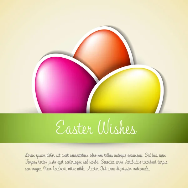 Vector Green Paper Easter Eggs Card Template Three Eggs — Stock Vector