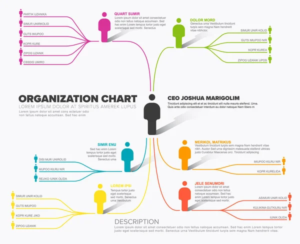 Sjabloon van de diagram van schema van de hiërarchie van organisatie — Stockvector