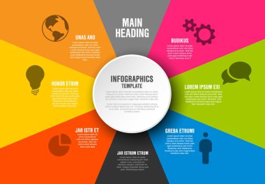 Vektör Infographic diyagramı şablonu renk bölümleri, metin ve simgeleri