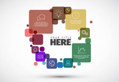 Çeşitli açıklayıcı kareler - Infographic şablonu ile vektör diyagramı