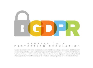 Avrupa Gdpr kavramı el ilanı üstbilgi şablon çizimi