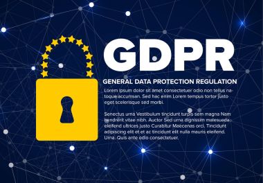 Avrupa Gdpr kavramı el ilanı şablonu illüstrasyon - koyu mavi sürüm