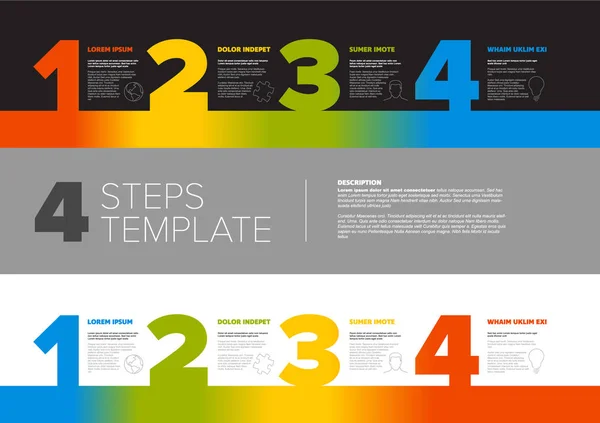 Eins Zwei Drei Vier Vektor Fortschrittsvorlage Für Vier Schritte Oder — Stockvektor