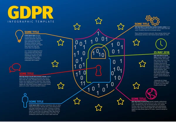 Ilustración Plantilla Infografía Folleto Concepto Del Rgpd Europeo Versión Azul — Vector de stock