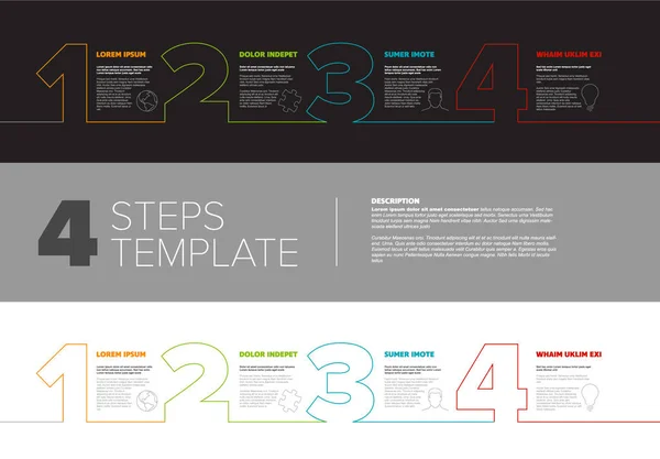 One Two Three Four Vector Progress Template Four Steps Options — Stock Vector