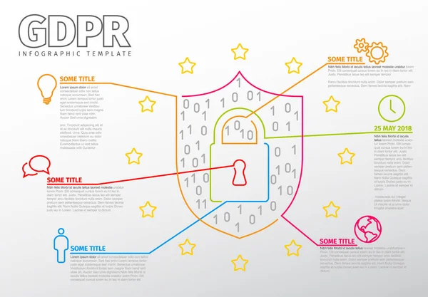 Evropská Gdpr Koncept Leták Infografika Šablona Ilustrace Verze Light — Stockový vektor