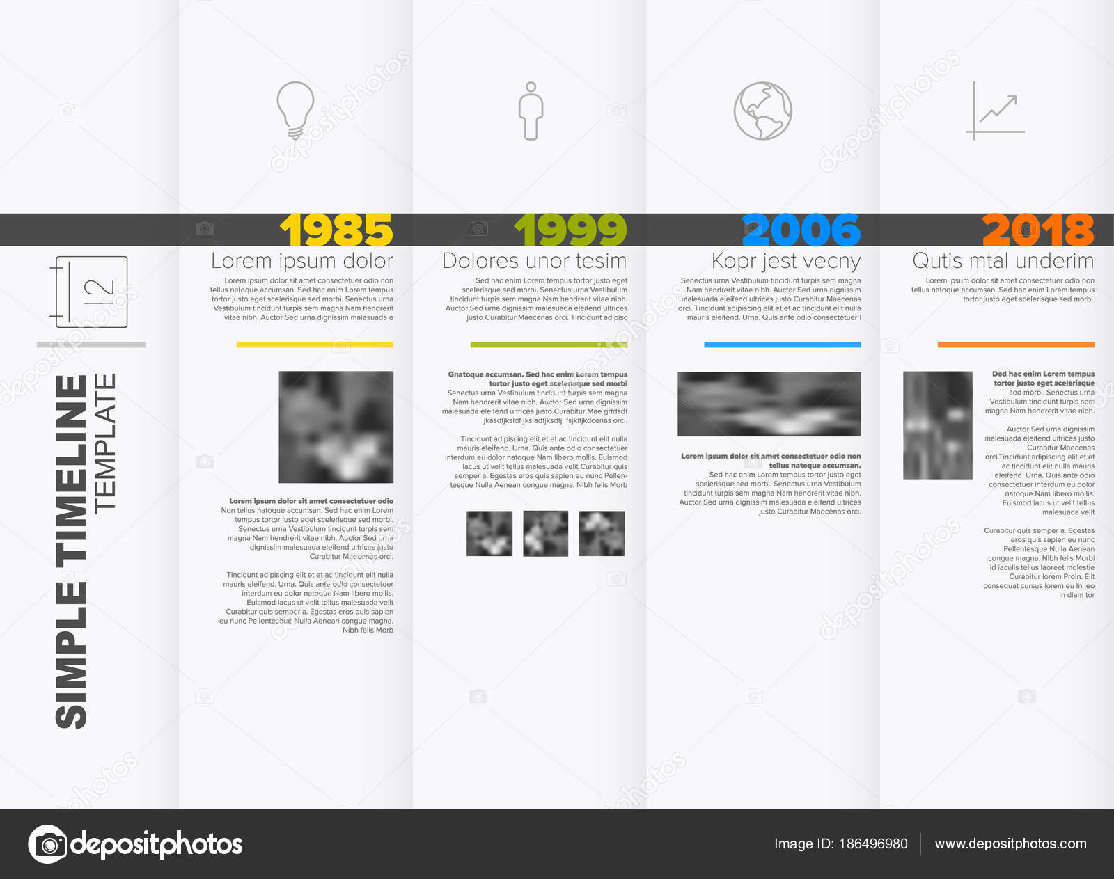 Simple Horizontal Timeline Template Big Years Photo Placeholders