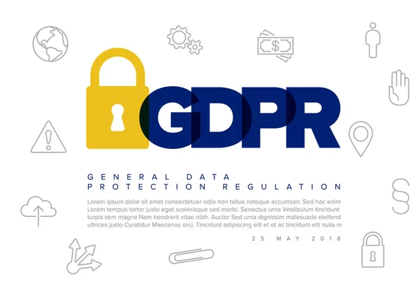 Ilustración Plantilla Del Encabezado Del Volante Del Concepto Del Rgpd — Vector de stock