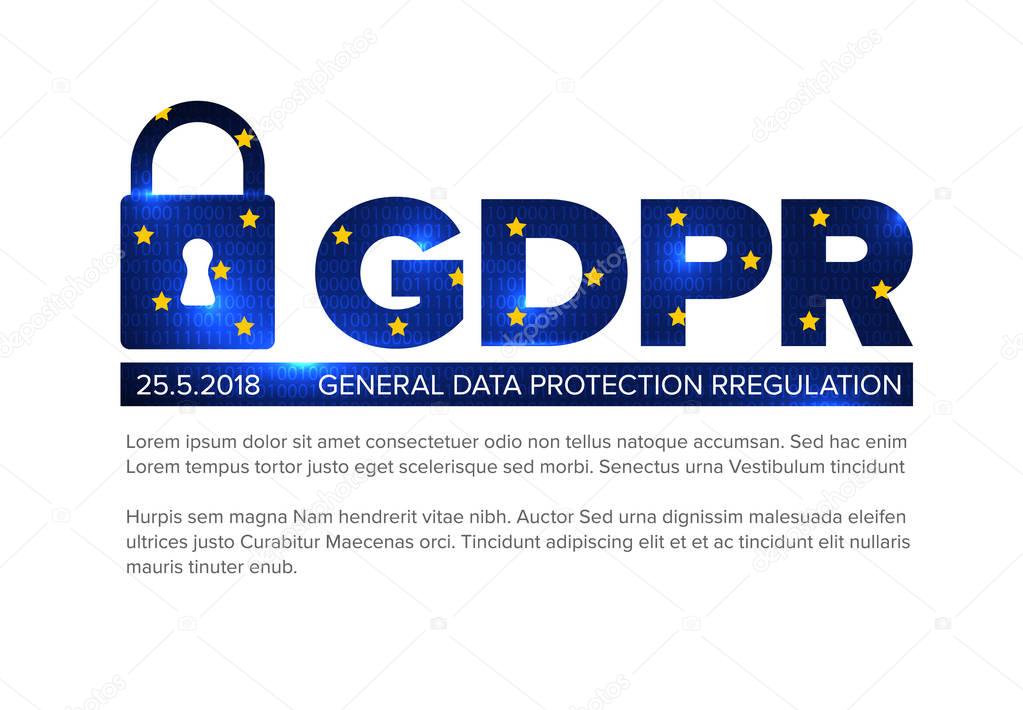 European GDPR concept flyer template illustration - blue white version