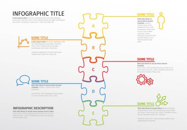 Vektör bulmaca Infographic rapor şablonu satırlarını ve simgeler - dikey yorum yapılmış