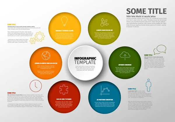 Vector Minimalist Πολύχρωμο Πρότυπο Infographic Έκθεση Μπλοκ Κύκλο — Διανυσματικό Αρχείο