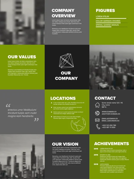 Plantilla Perfil Empresa Presentación Información Principal Corporación Versión Vertical Verde — Archivo Imágenes Vectoriales