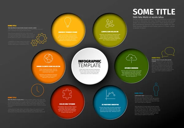 Modèle Rapport Infographique Coloré Minimaliste Vectoriel Avec Espaces Réservés Cercle — Image vectorielle