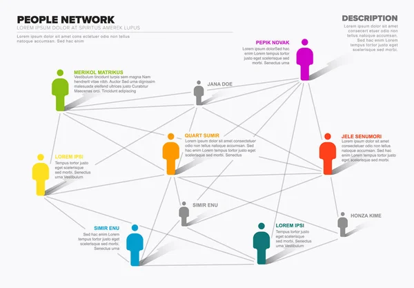 Minimalista Vector Personas Red Diagrama Plantilla — Vector de stock