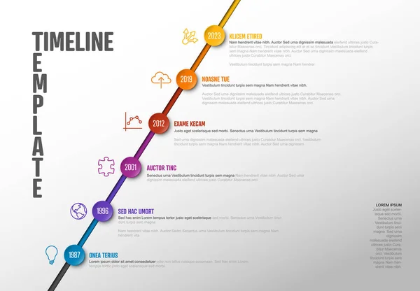 Vector Infographic Company Mérföldkövek Timeline diagonal Template — Stock Vector