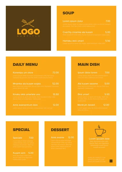 Modern flat minimalistic restaurant menu template — Stock Vector