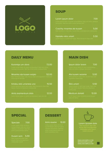 Modelo de menu moderno restaurante minimalista plana —  Vetores de Stock