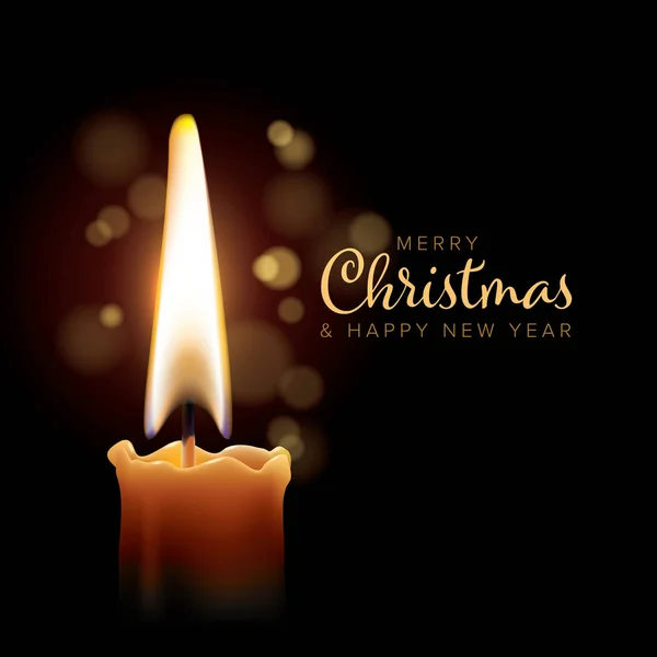 Веселий шаблон різдвяної листівки з романтичною свічкою — стоковий вектор