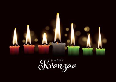 Happy kwanzaa card template with seven candles clipart