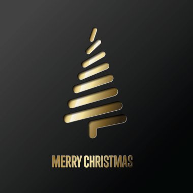 Modern vektör noel ağacı altın çizgilerden yapılmıştır