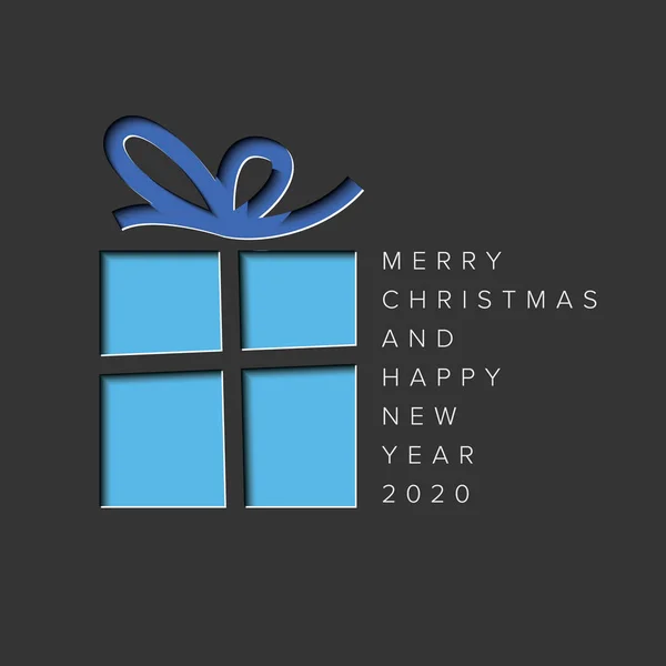 Minimalistic Christmas card with christmas present box — Stock Vector