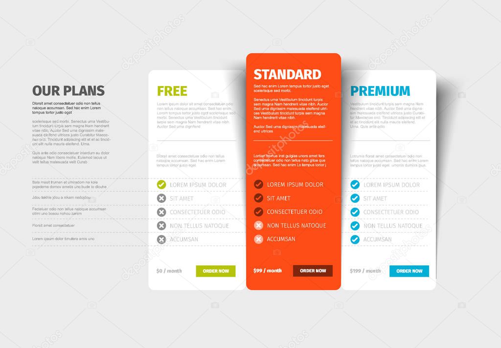 Pricing table light template