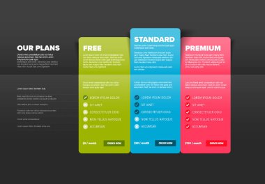 Fiyat tablosu ışık şablonu