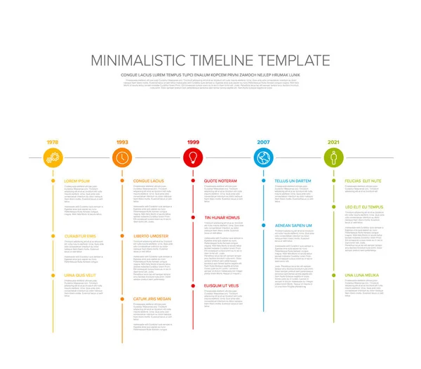 Modèle de timeline minimaliste avec icônes de cercle — Image vectorielle