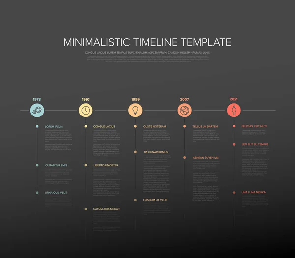 Modèle de timeline sombre minimaliste — Image vectorielle