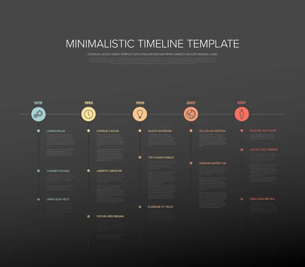 Plantilla de línea de tiempo oscura minimalista — Archivo Imágenes Vectoriales