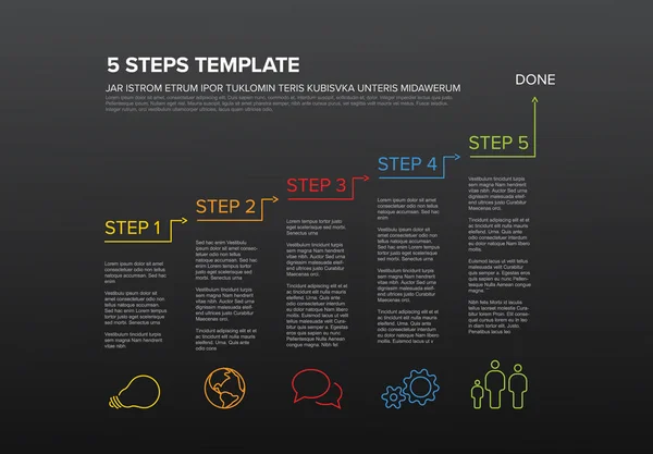 Infografica modello sequenza cinque passaggi — Vettoriale Stock