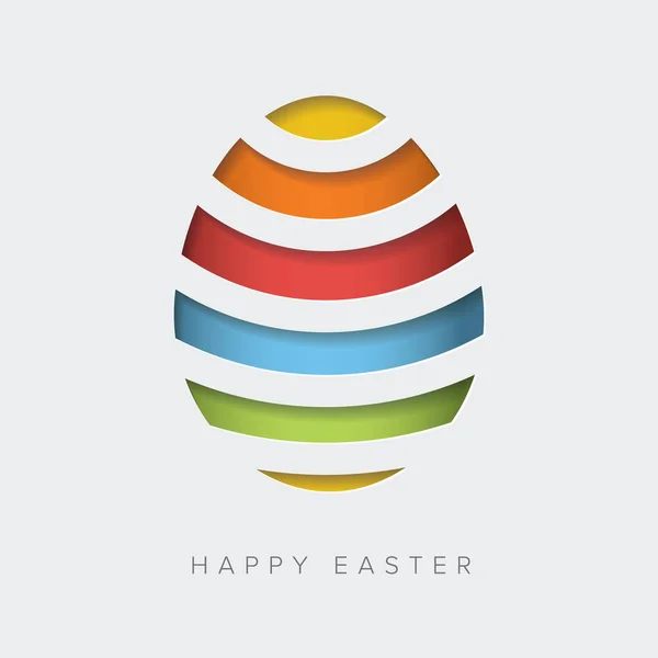 Vector Retro Paper Card Poster Striped Easter Eggs Papercut Effect — Stockvector