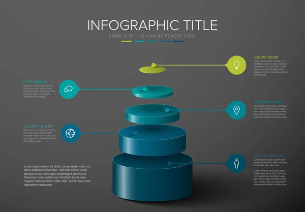 Vektor Infografik Ebenen Vorlage Mit Fünf Kreisebenen Für Die Materialstruktur — Stockvektor