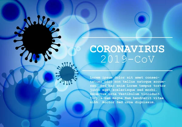 Templat Vector Flyer Dengan Ilustrasi Coronavirus Dan Tempat Untuk Informasi - Stok Vektor