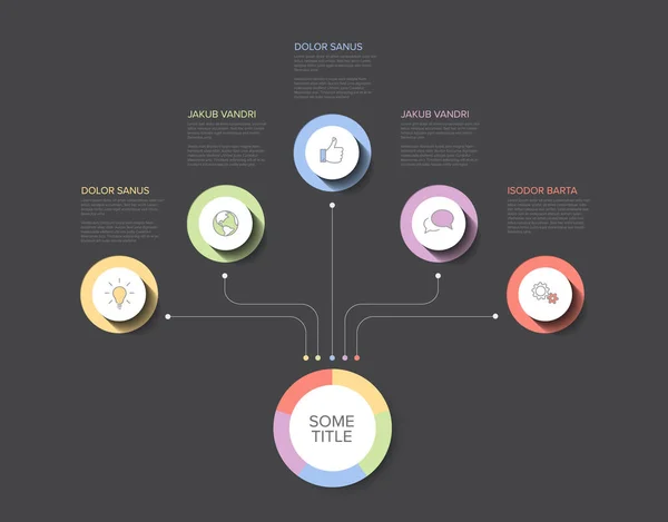 Modello Infografico Multiuso Vettoriale Con Titolo Cinque Elementi Opzioni Colori — Vettoriale Stock