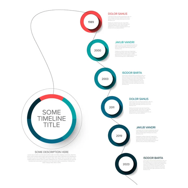 Modello Timeline Infografica Vettoriale Con Linea Diagonale Pulsanti Circolari Con — Vettoriale Stock