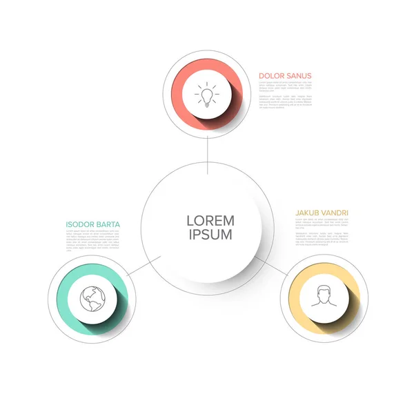 Plantilla Infografía Multiusos Vectorial Con Tres Opciones Elementos Colores Modernos — Archivo Imágenes Vectoriales