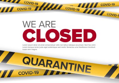 Coronavirus illüstrasyon ve karantina bilgileriyle vektör broşürü