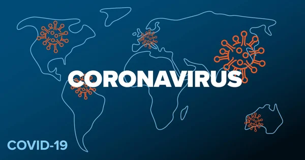 Vektor Banner Header Vorlage Mit Coronavirus Verbreitung Weltkarte Symbolen Und — Stockvektor