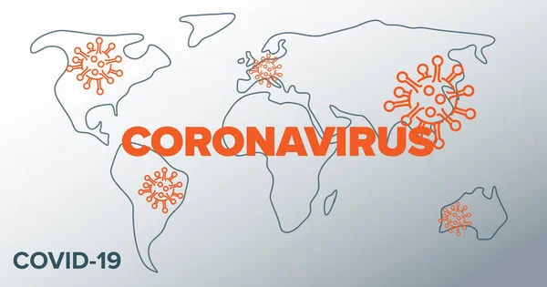 Templat Header Banner Vektor Dengan Coronavirus Sebar Peta Dunia Ikon - Stok Vektor